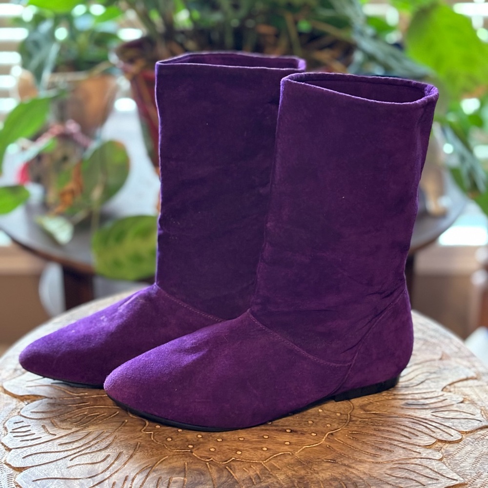 COPY - Vintage Leather Wild Card Mervyns Purple Slouch Boots Size 5.5 Y2K 90s